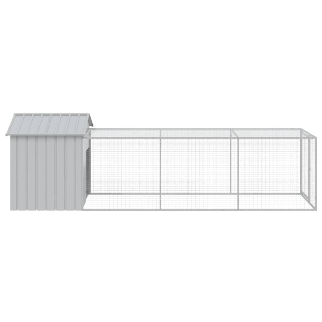 Kurník s výběhem světle šedý 117x405x123 cm pozinkovaná ocel