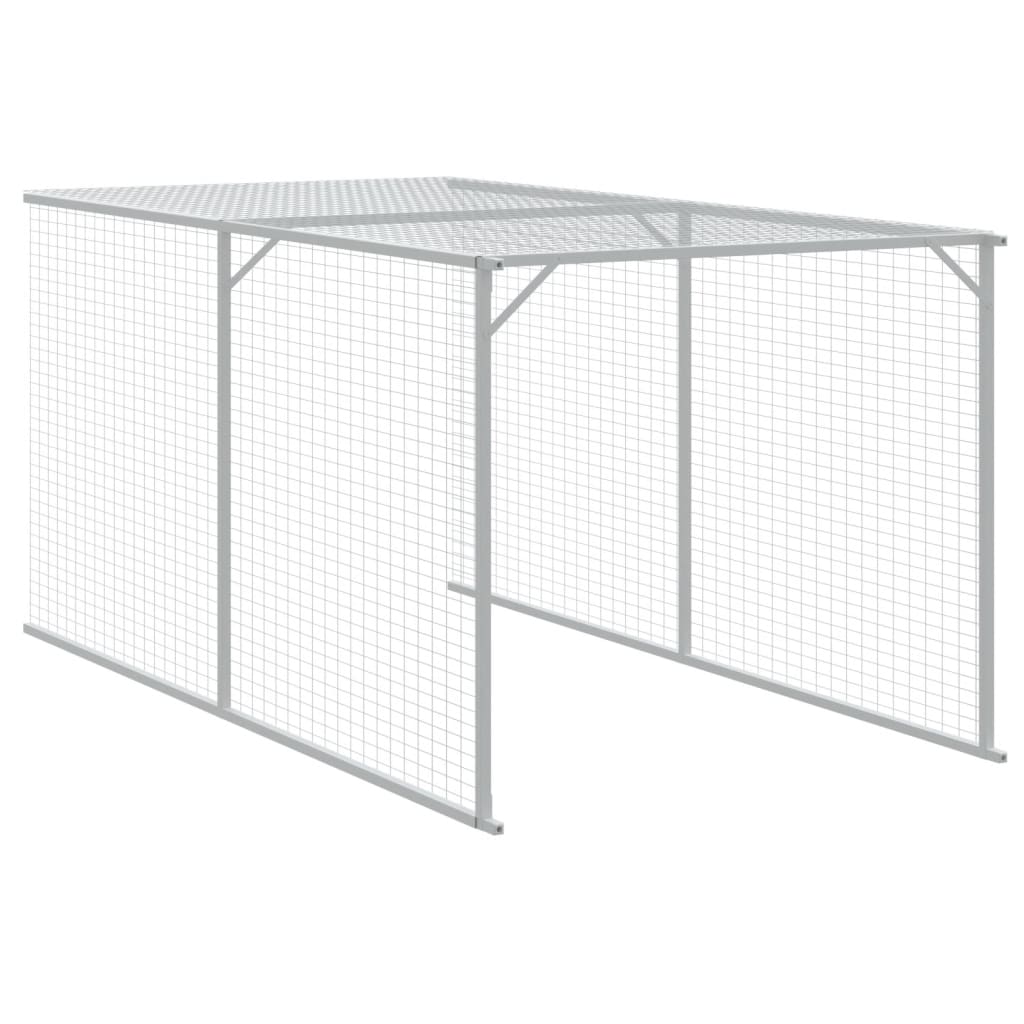 Kurník s výběhem světle šedý 117x405x123 cm pozinkovaná ocel