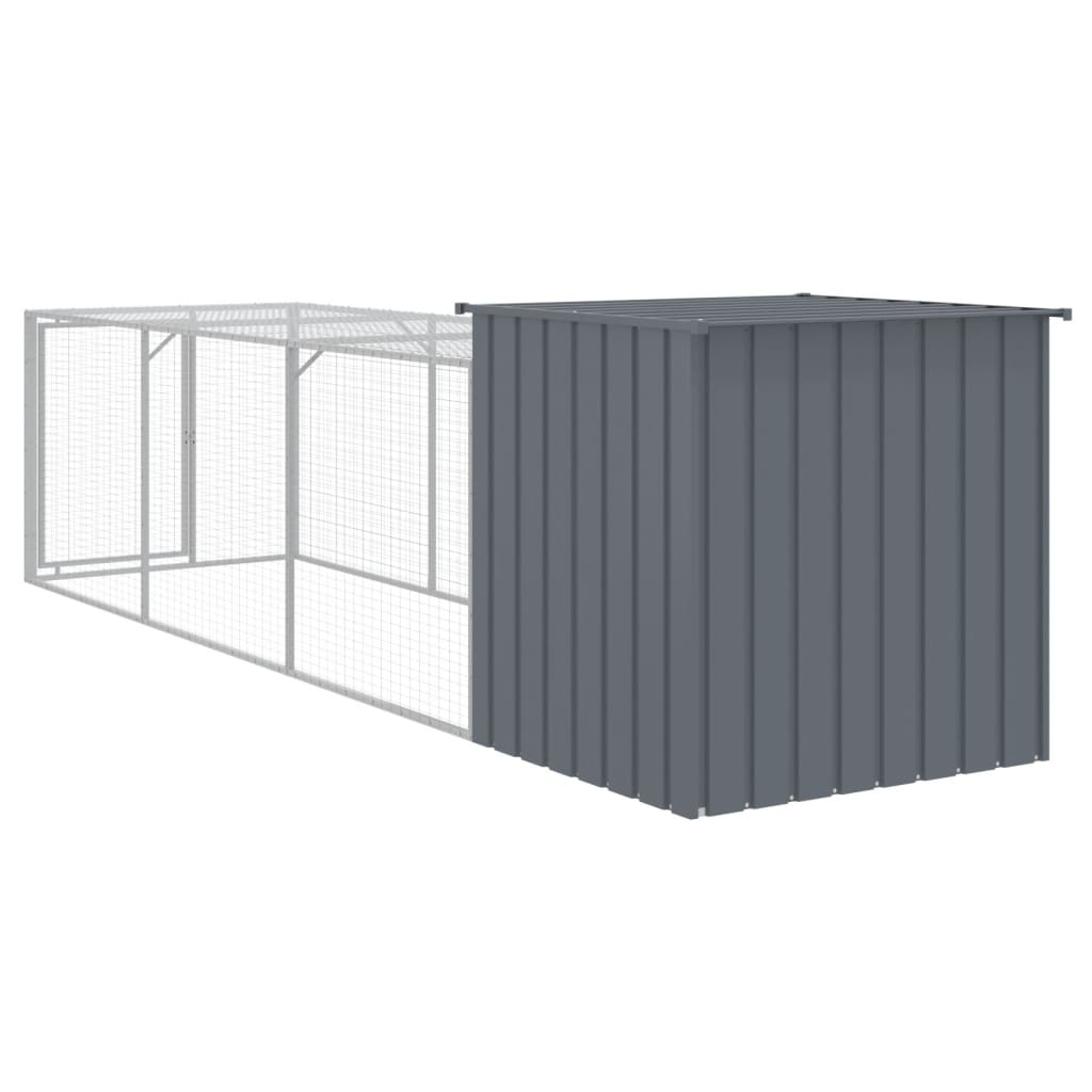 Kurník s výběhem antracitový 110x405x110 cm pozinkovaná ocel