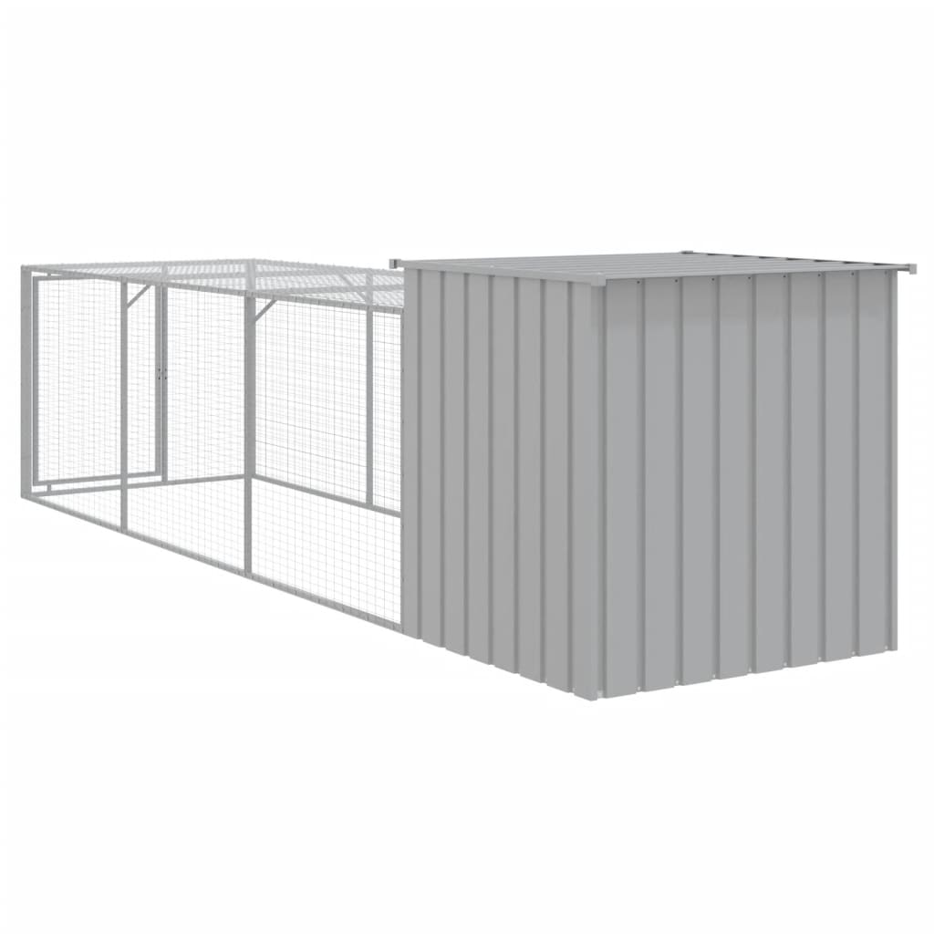Kurník s výběhem světle šedý 110x405x110 cm pozinkovaná ocel