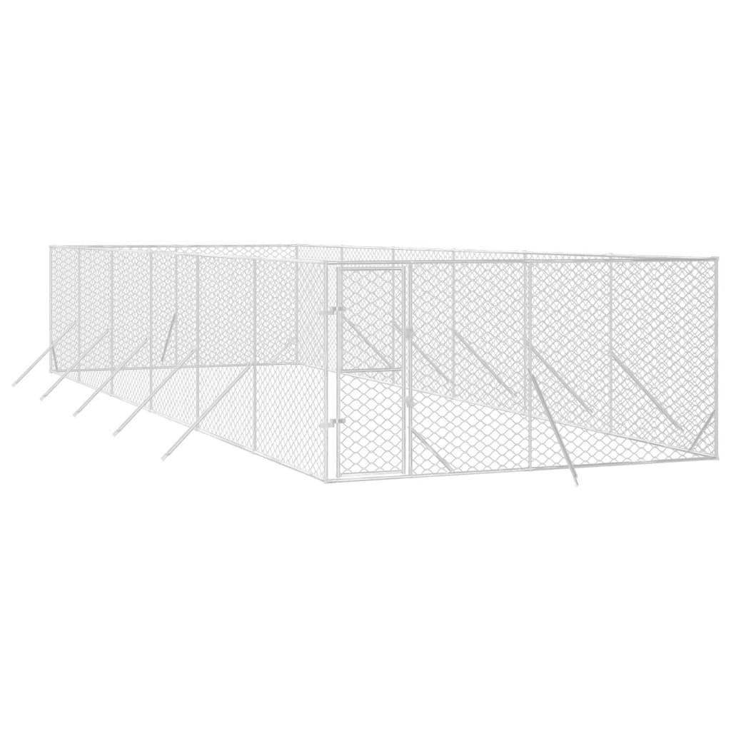 Venkovní psí kotec stříbrný 4 x 12 x 2 m pozinkovaná ocel