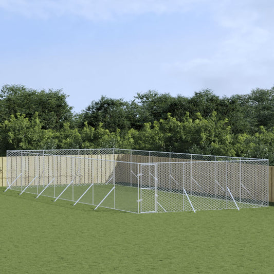 Venkovní psí kotec stříbrný 6 x 14 x 2 m pozinkovaná ocel