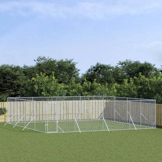 Venkovní psí kotec stříbrný 8 x 8 x 2 m pozinkovaná ocel