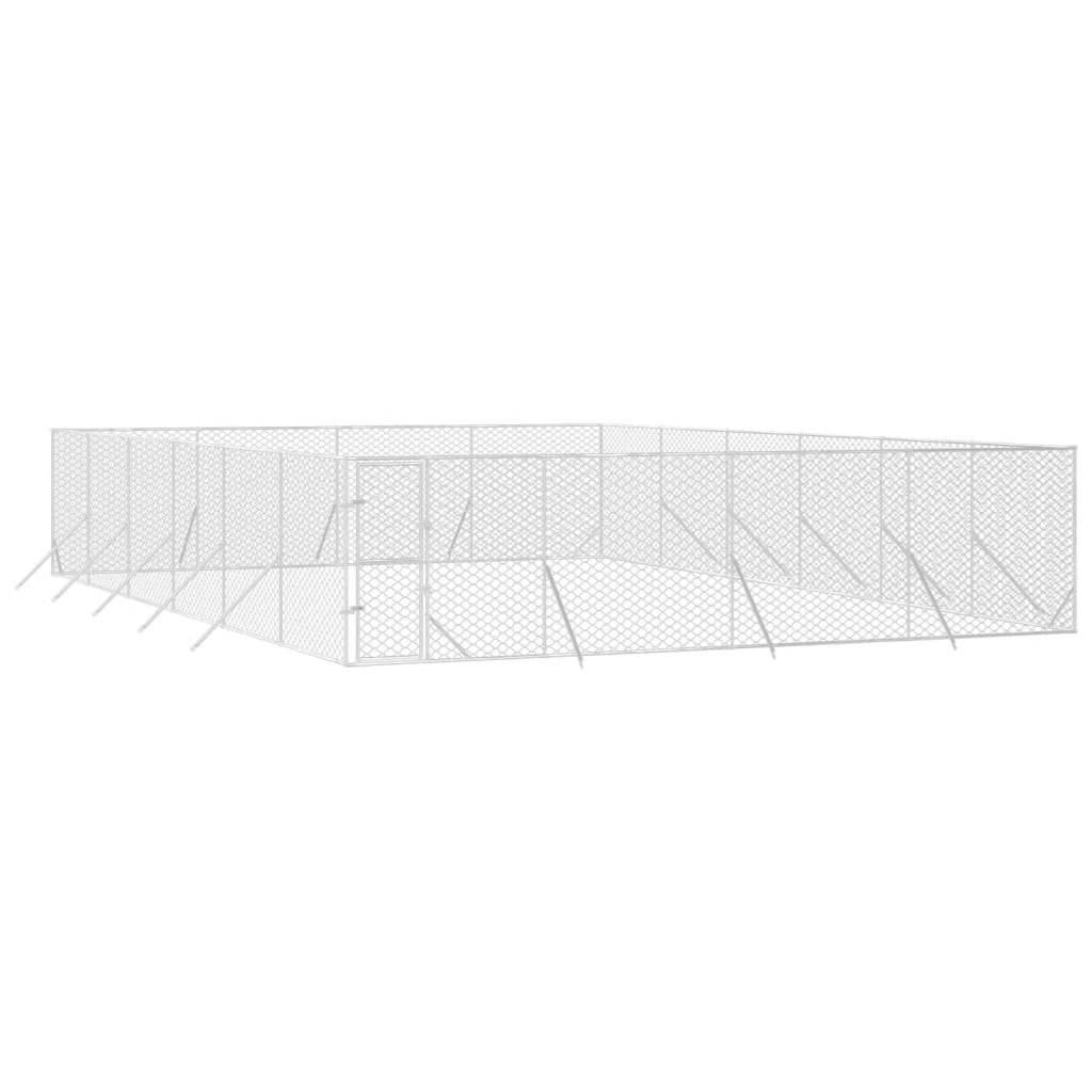 Venkovní psí kotec stříbrný 8 x 12 x 2 m pozinkovaná ocel
