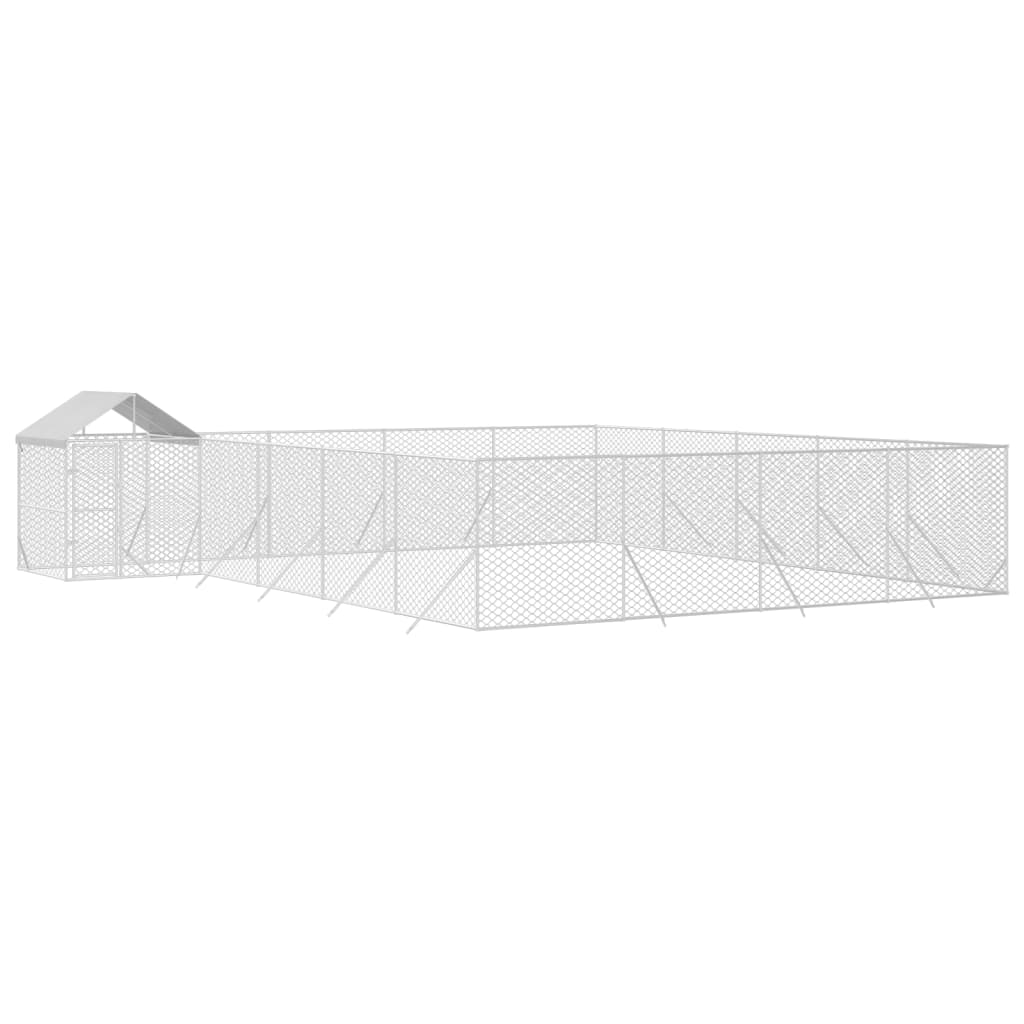 Venkovní psí kotec se střechou stříbrný 10 x 8 x 2,5 m ocel