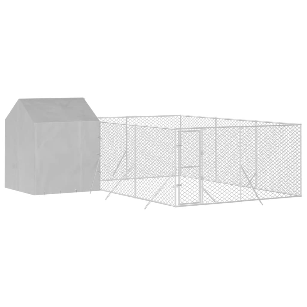 Venkovní psí kotec se střechou stříbrný 6 x 6 x 2,5 m ocel