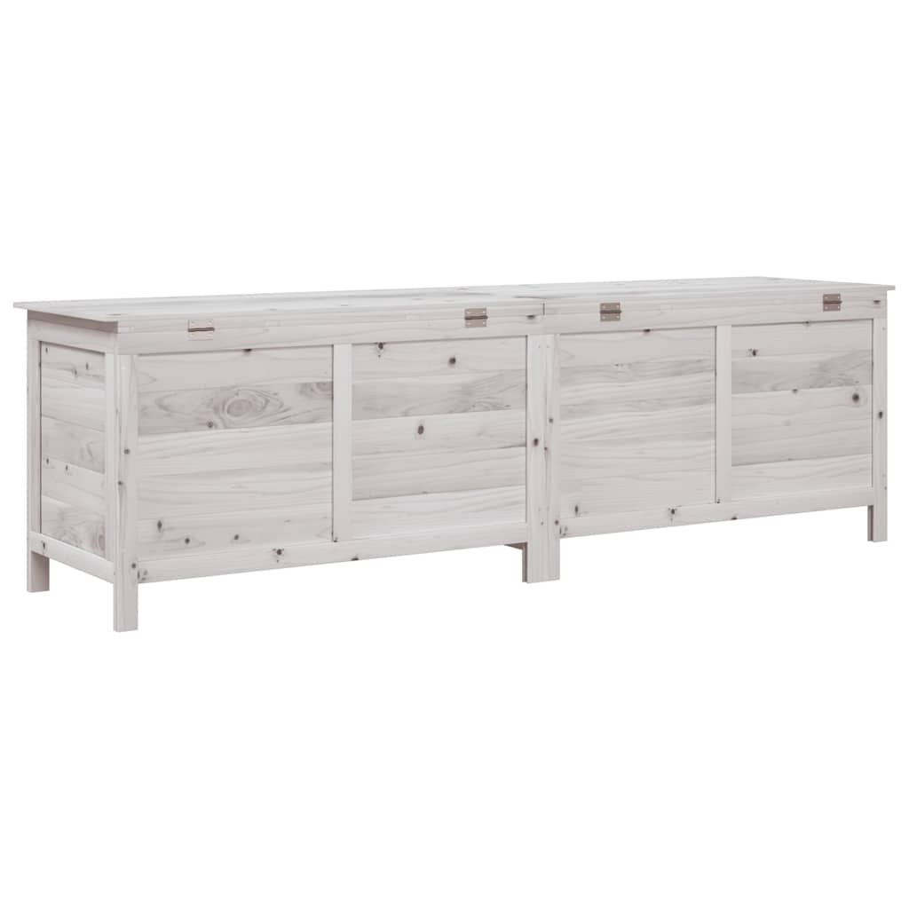 Zahradní úložný box bílý 198,5x50x56,5 cm masivní jedlové dřevo