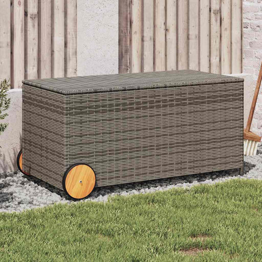 Zahradní úložný box s kolečky šedý 190 l polyratan