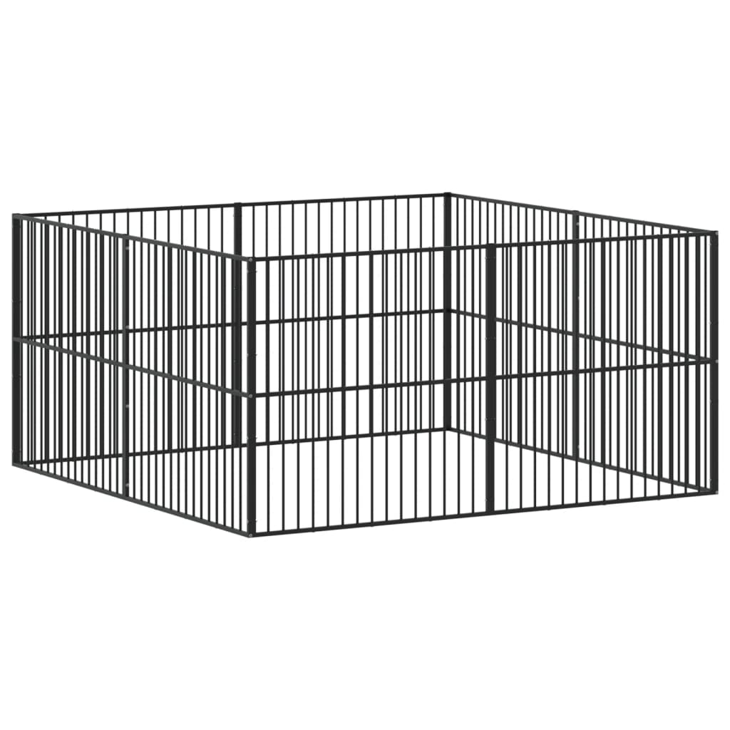 Ohrádka pro psy 8 panelů černá pozinkovaná ocel