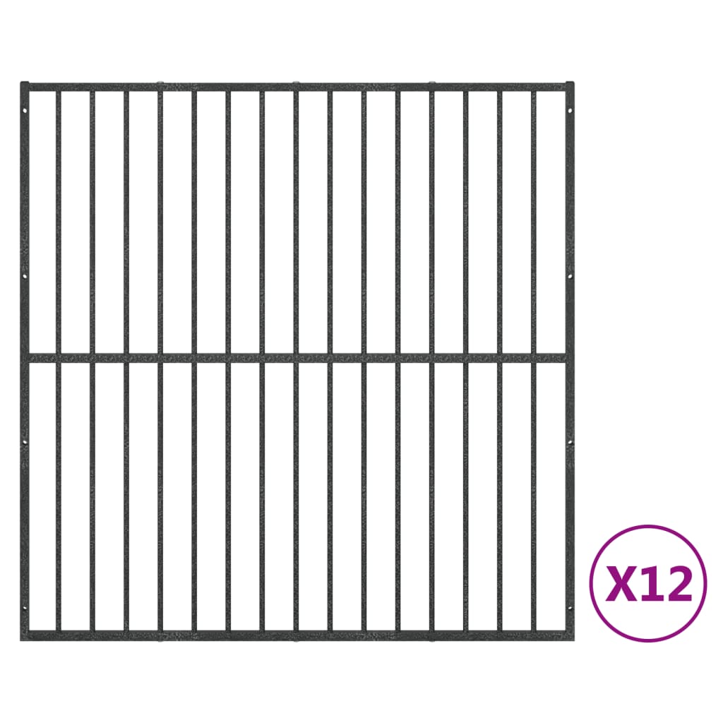 Ohrádka pro psy 12 panelů černá pozinkovaná ocel