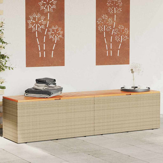 Zahradní úložný box béžový 220 x 50 x 54 cm polyratan a akácie