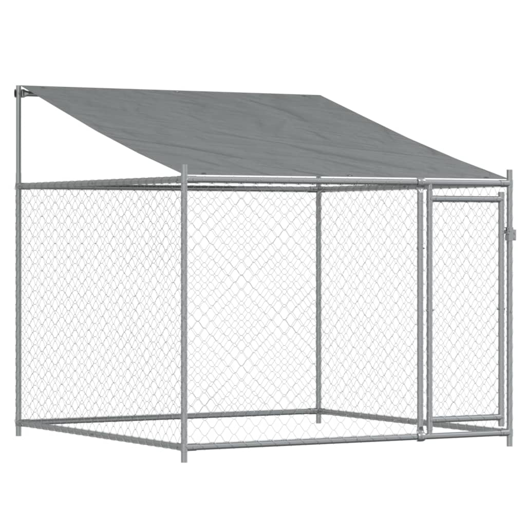 Klec pro psy se střechou a dvířky šedá 8x2x2 m pozinkovaná ocel