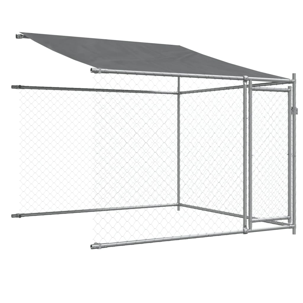 Klec pro psy se střechou a dvířky šedá 8x2x2 m pozinkovaná ocel