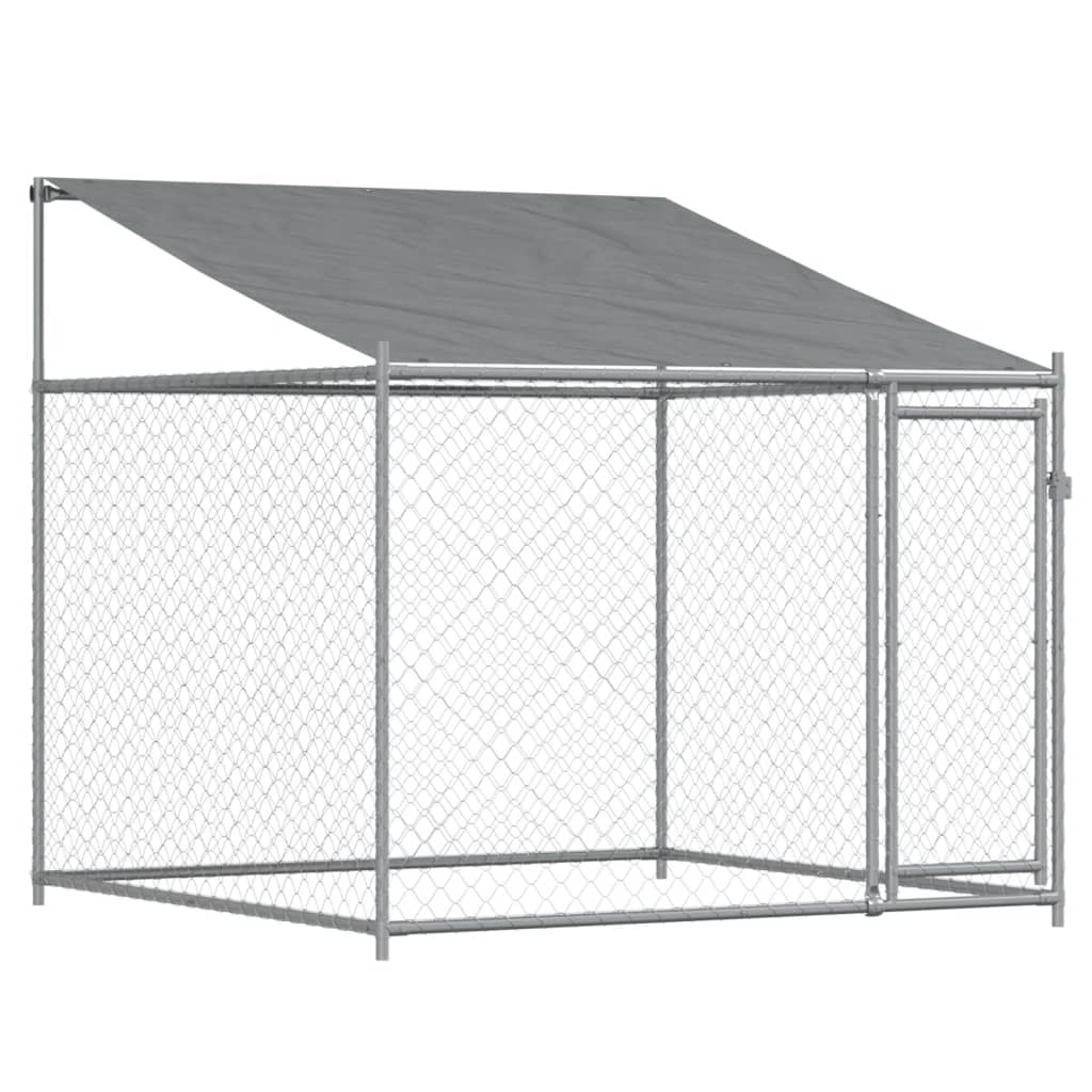 Klec pro psy se střechou a dvířky šedá 8x2x2 m pozinkovaná ocel