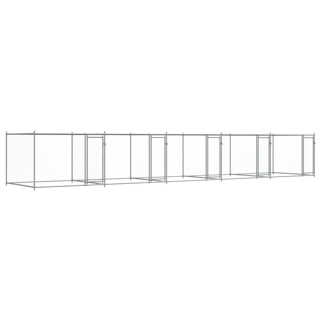 Klec pro psy s dvířky šedá 10 x 2 x 1,5 m pozinkovaná ocel