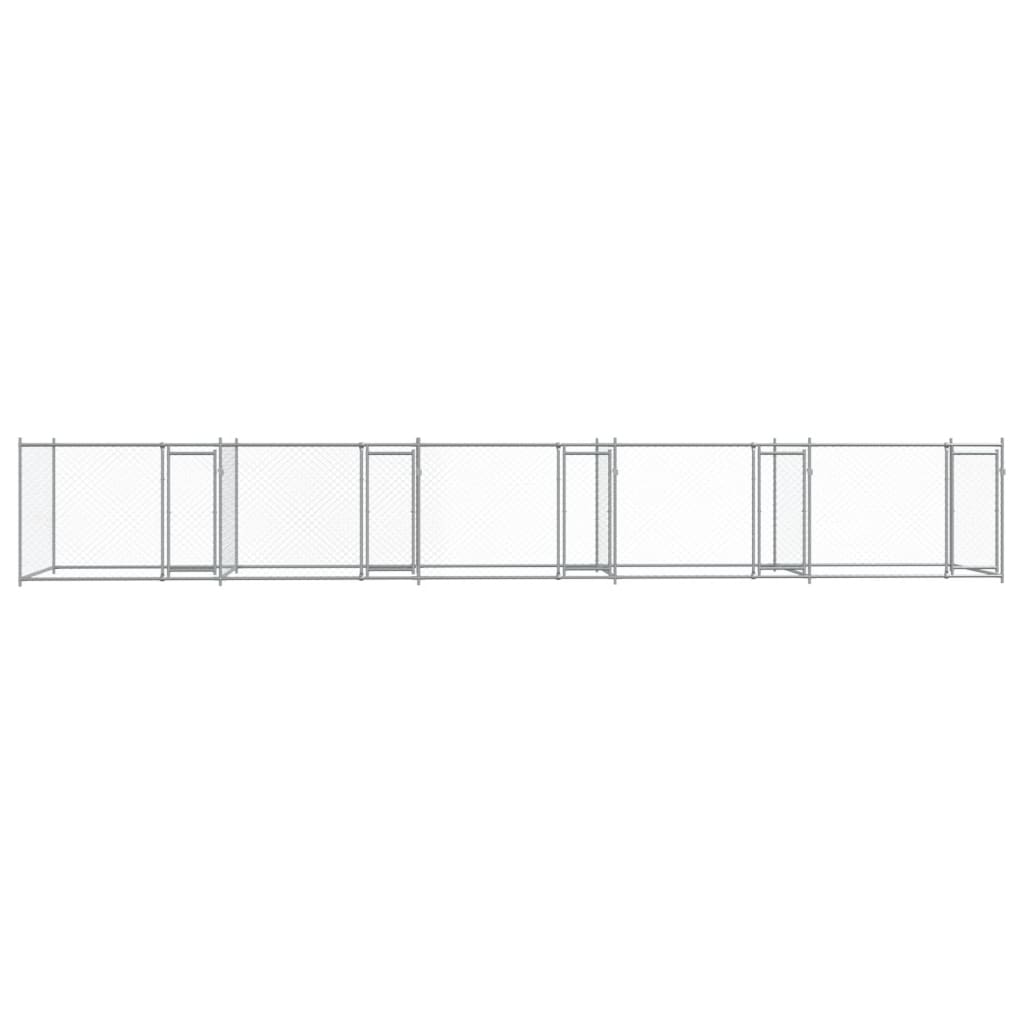 Klec pro psy s dvířky šedá 10 x 2 x 1,5 m pozinkovaná ocel