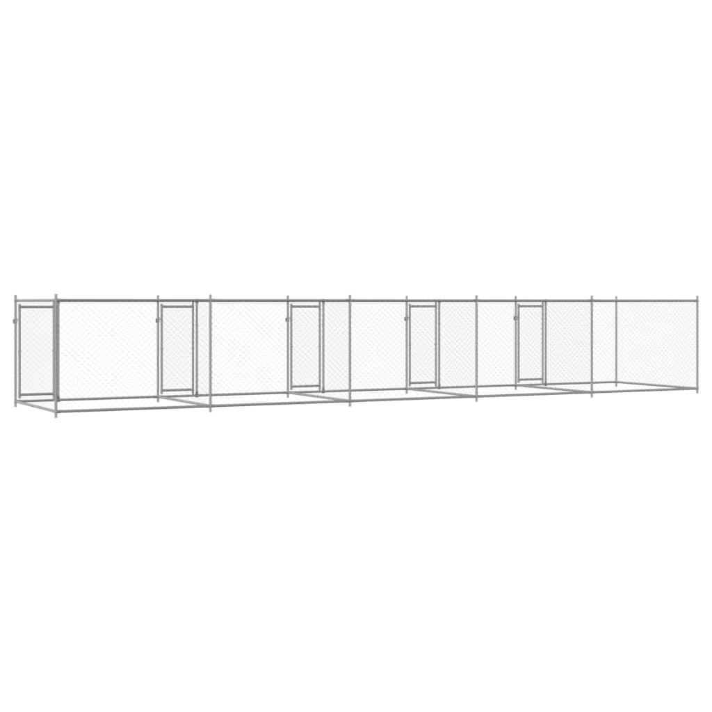 Klec pro psy s dvířky šedá 10 x 2 x 1,5 m pozinkovaná ocel