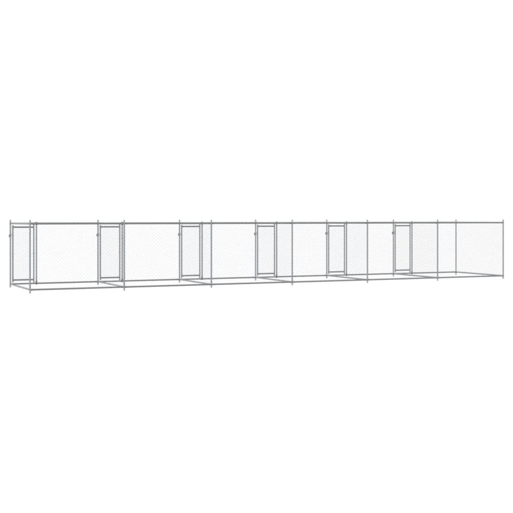 Klec pro psy s dvířky šedá 12 x 2 x 1,5 m pozinkovaná ocel