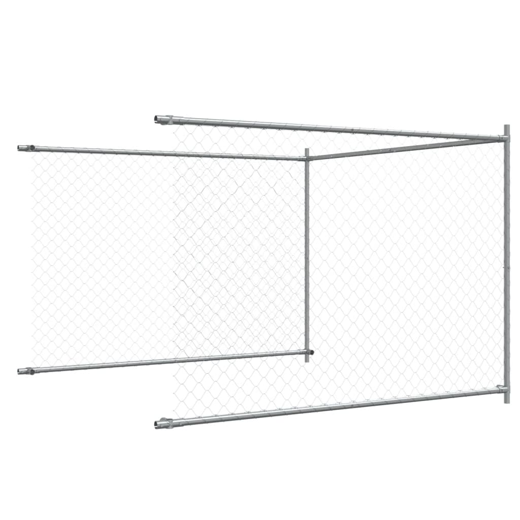 Klec pro psy s dvířky šedá 8 x 2 x 1,5 m pozinkovaná ocel