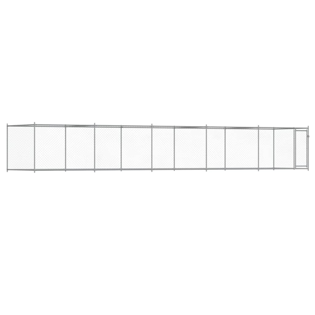 Klec pro psy s dvířky šedá 10 x 2 x 1,5 m pozinkovaná ocel