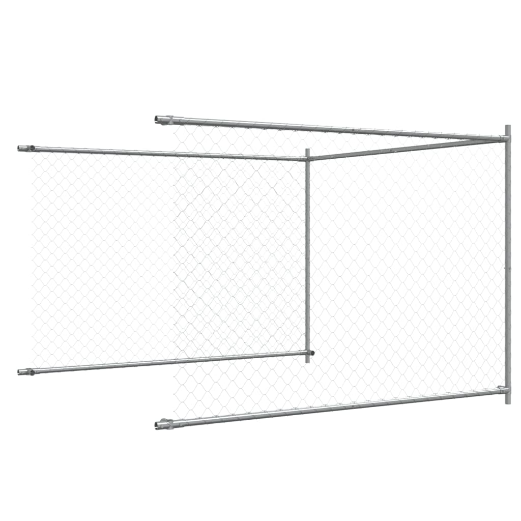 Klec pro psy s dvířky šedá 10 x 2 x 1,5 m pozinkovaná ocel