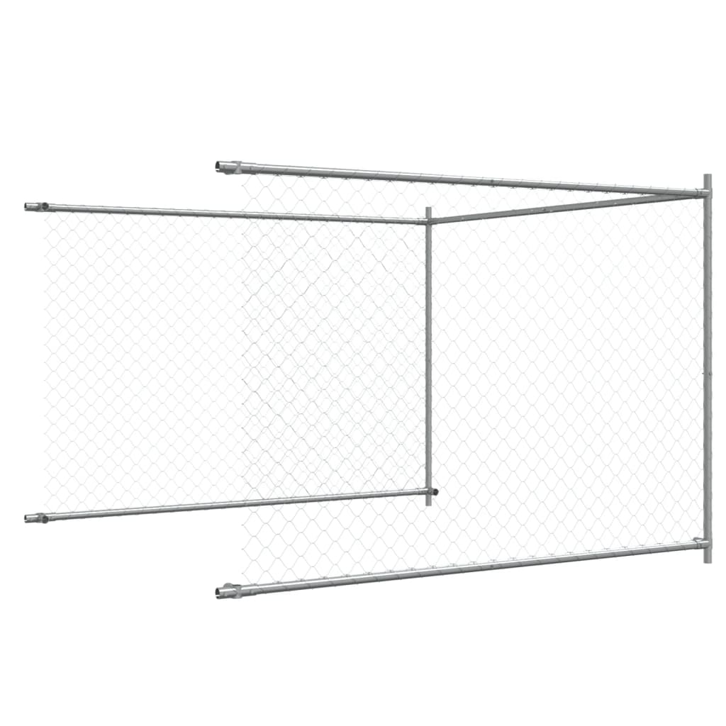 Klec pro psy s dvířky šedá 12 x 2 x 1,5 m pozinkovaná ocel