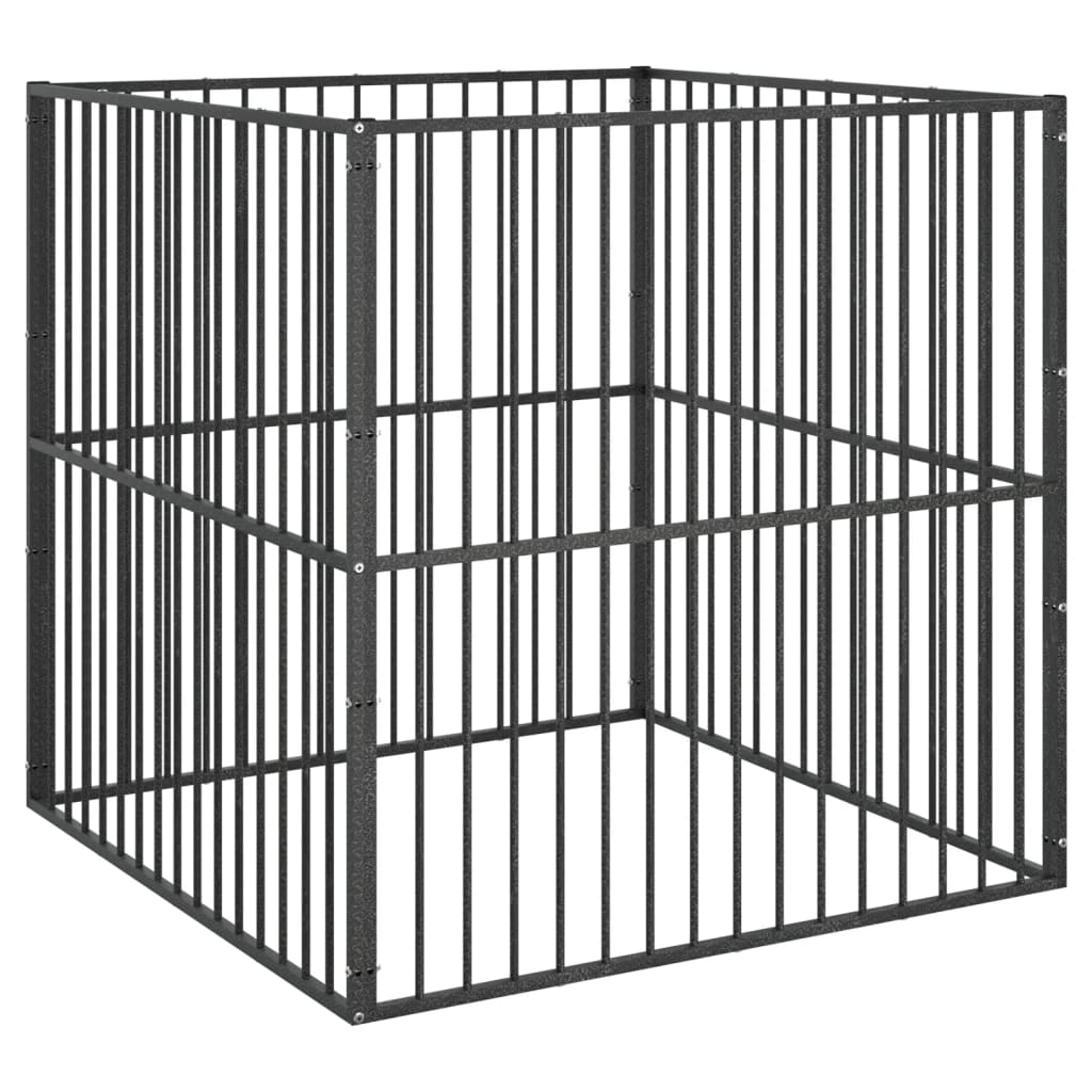 Ohrádka pro psy 4 panely černá pozinkovaná ocel