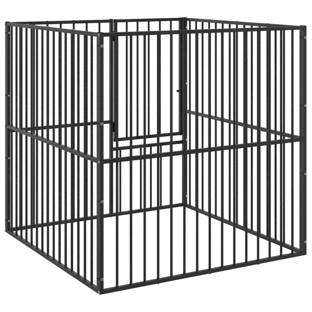 Ohrádka pro psy 4 panely černá pozinkovaná ocel