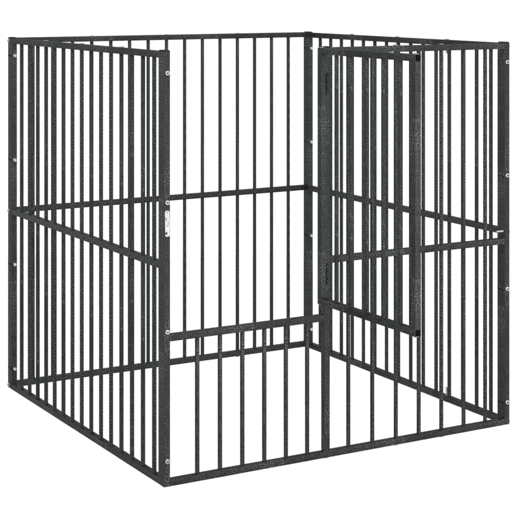 Ohrádka pro psy 4 panely černá pozinkovaná ocel