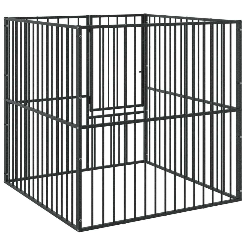 Ohrádka pro psy 4 panely černá pozinkovaná ocel