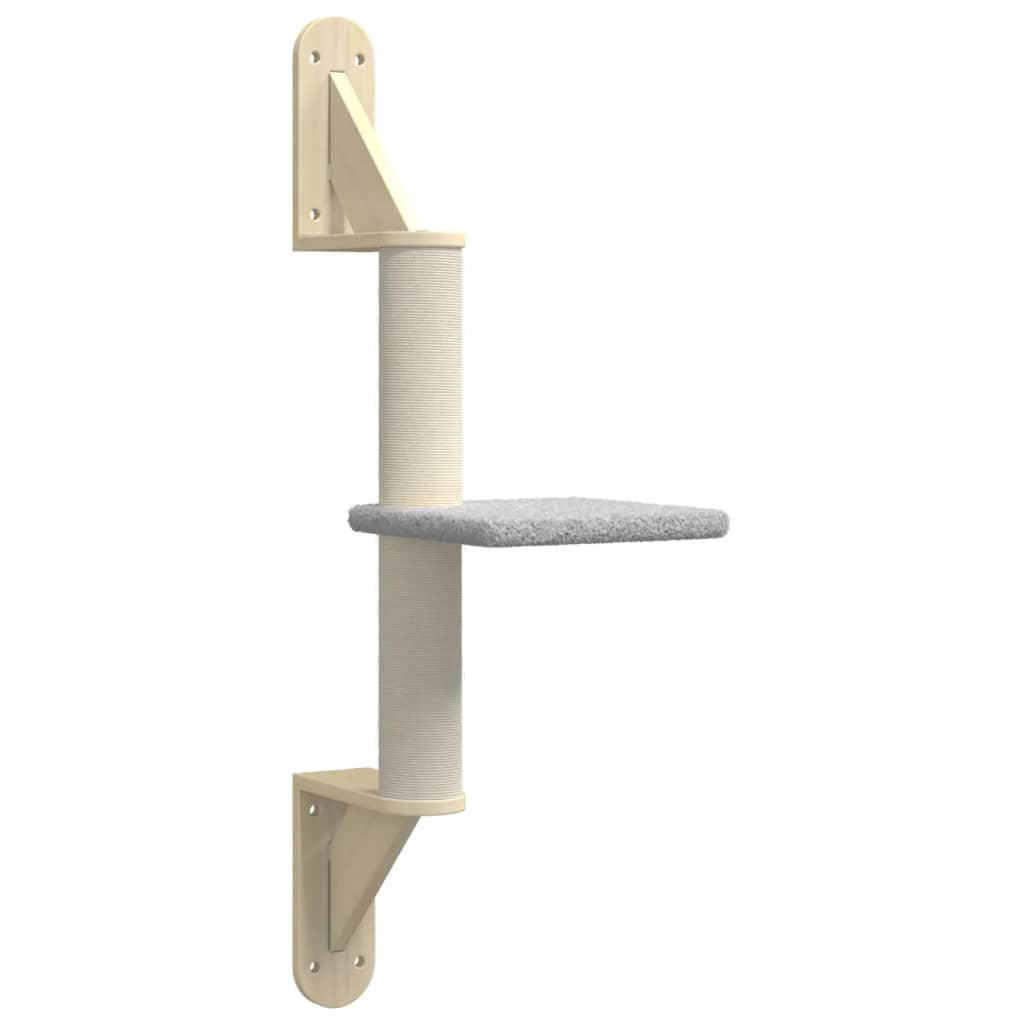 Nástěnné škrabadlo pro kočky se sloupkem světle šedé 85,5 cm