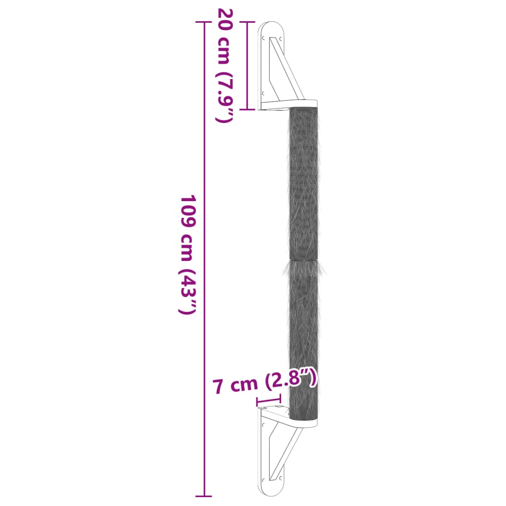 Nástěnné škrabadlo pro kočky 109 cm sisal