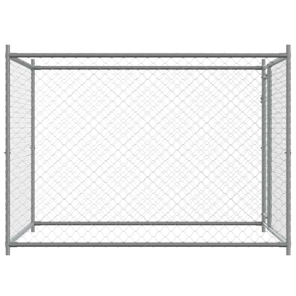 Klec pro psy s dvířky šedá 2 x 2 x 1,5 m pozinkovaná ocel
