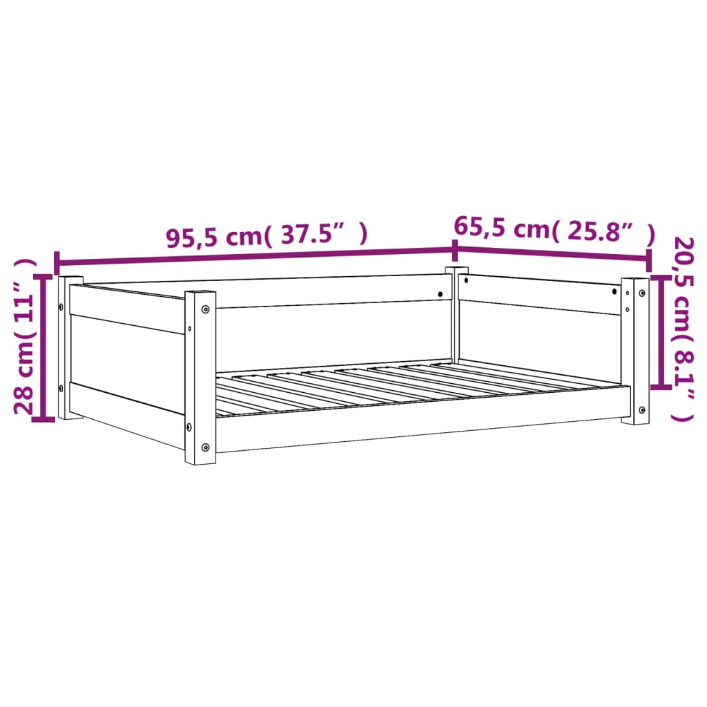 Pelíšek pro psy voskově hnědý 95,5x65,5x28 cm masivní borovice