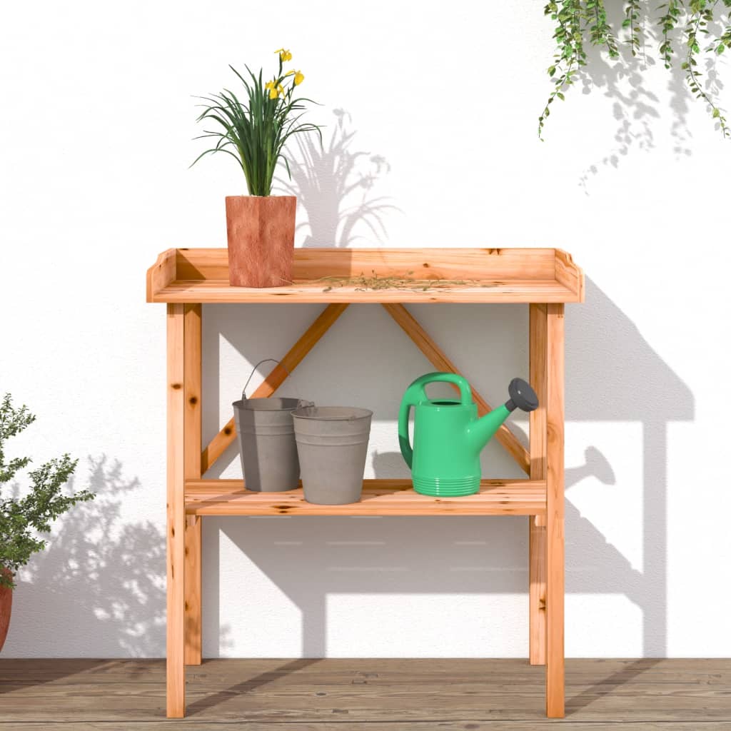 Přesazovací stůl s policí hnědý 78 x 38 x 82,5 cm masivní jedle