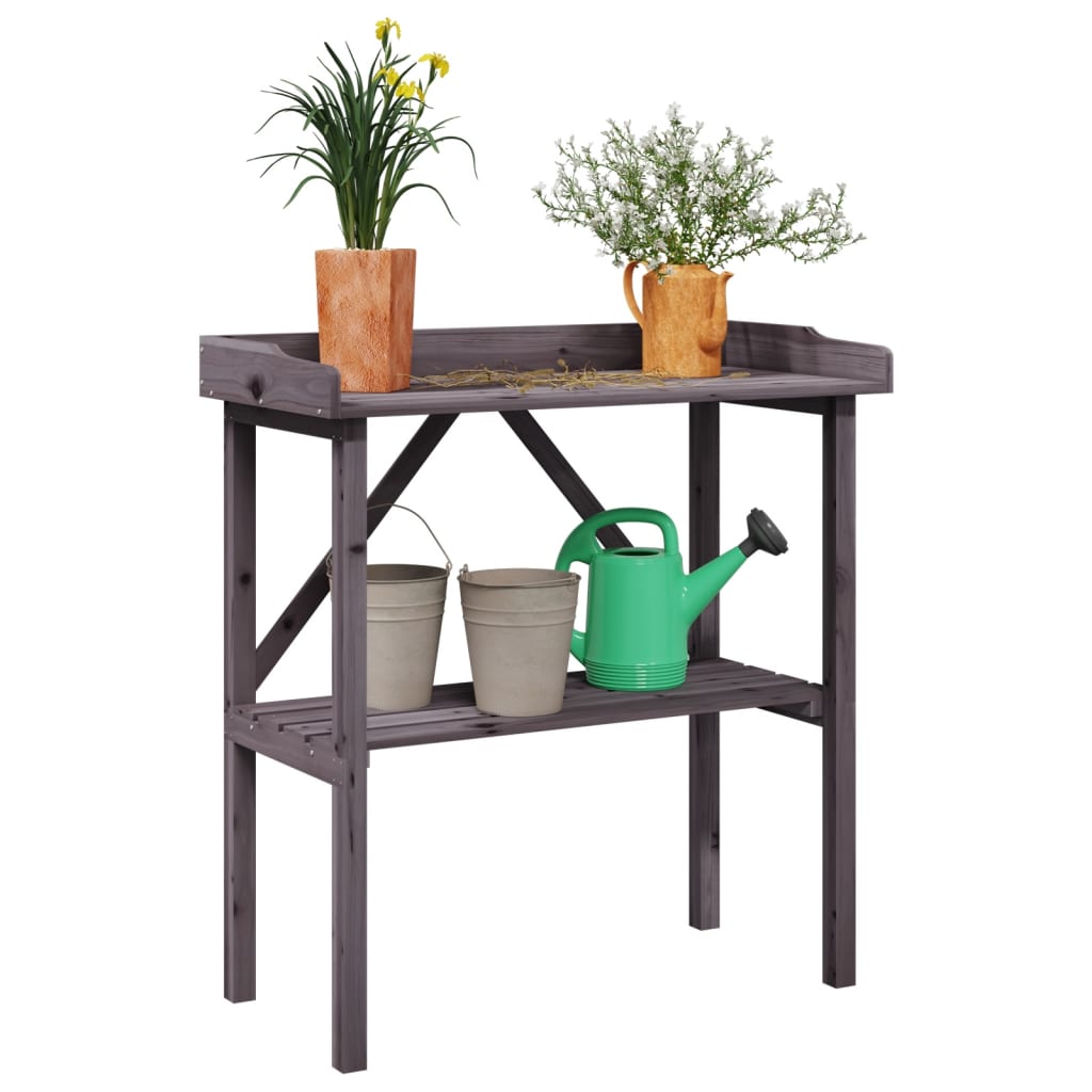 Přesazovací stůl s policí šedý 78 x 38 x 82,5 cm masivní jedle
