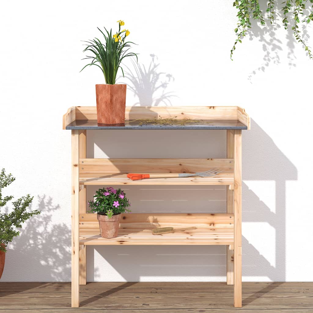 Přesazovací stůl s policemi 78x38x82,5 cm masivní jedlové dřevo