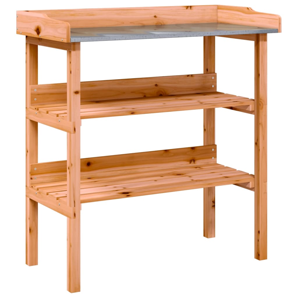 Přesazovací stůl s policemi hnědý 78x38x82,5 cm masivní jedle