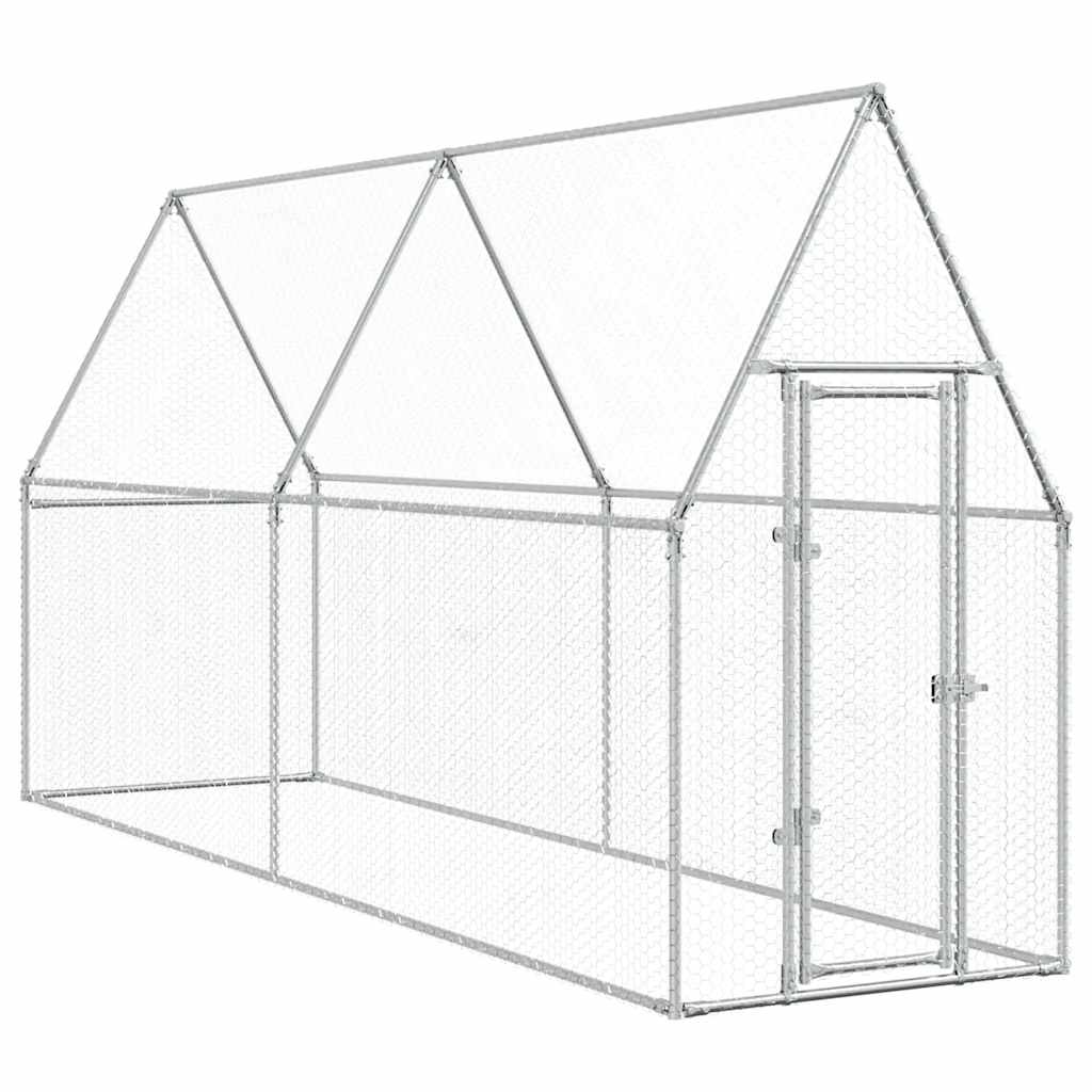 Klec pro kuřata stříbrná 400 x 100 x 190 cm pozinkovaná ocel