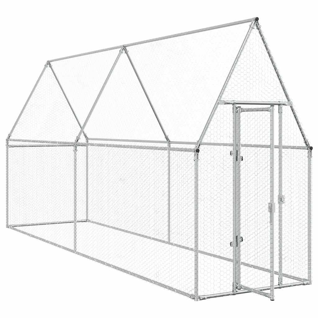 Klec pro kuřata stříbrná 400 x 100 x 190 cm pozinkovaná ocel