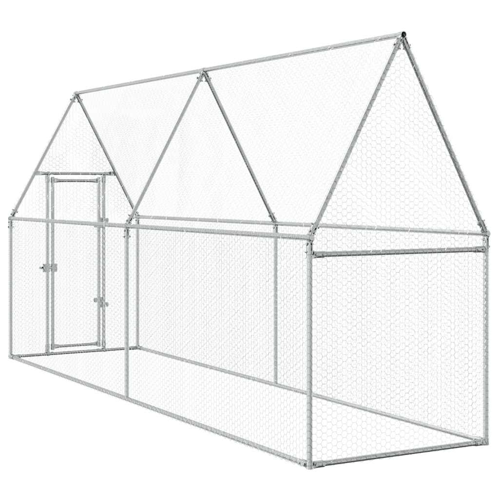 Klec pro kuřata stříbrná 400 x 100 x 190 cm pozinkovaná ocel