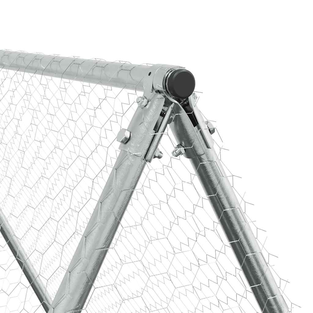 Klec pro kuřata stříbrná 400 x 100 x 190 cm pozinkovaná ocel