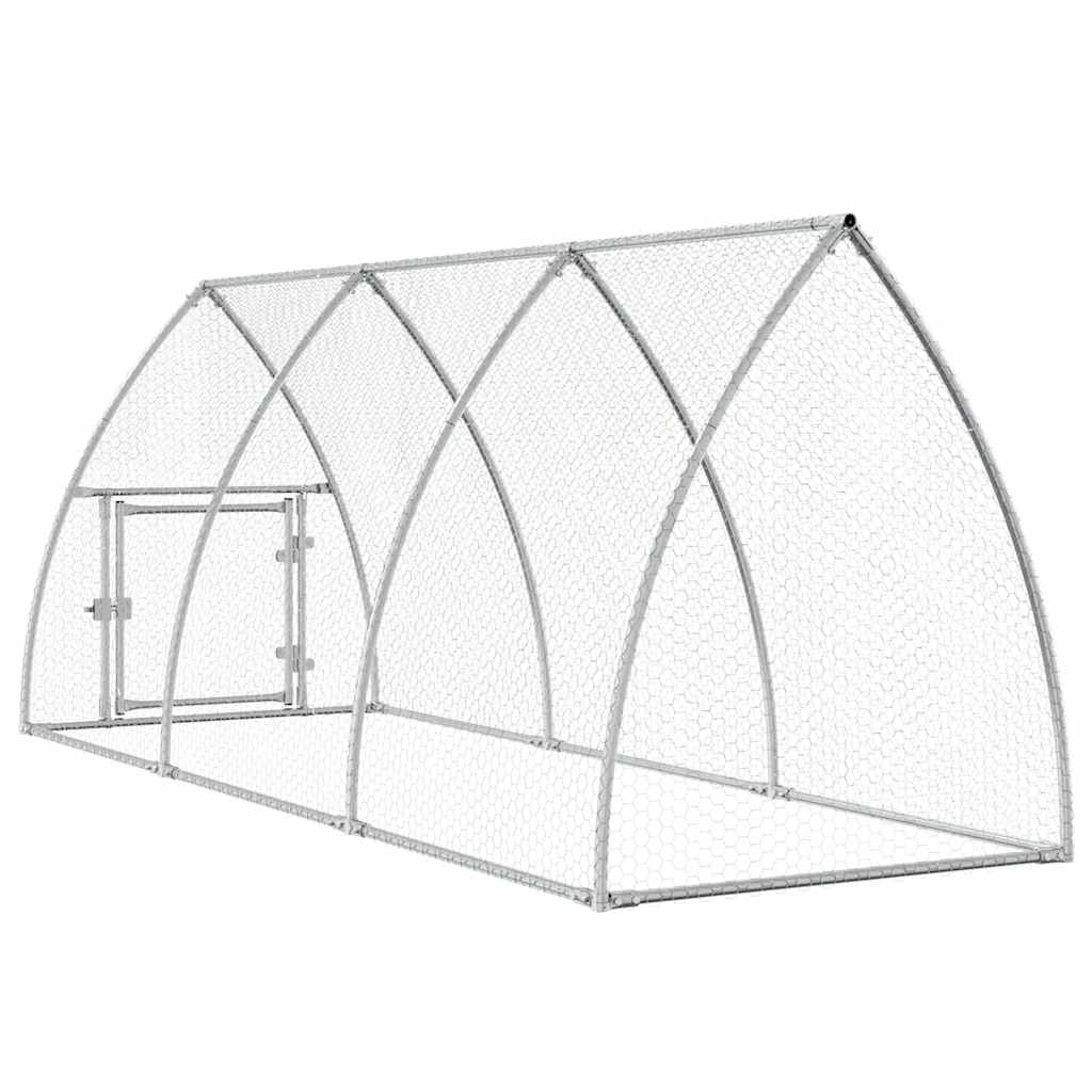 Klec pro kuřata stříbrná 300 x 105 x 120 cm pozinkovaná ocel