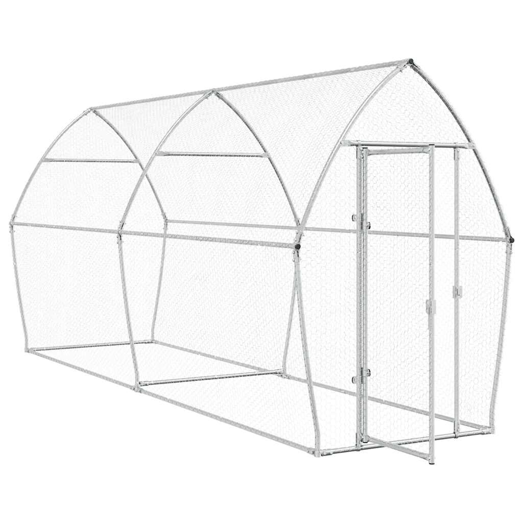 Klec pro kuřata stříbrná 400 x 105 x 182 cm pozinkovaná ocel