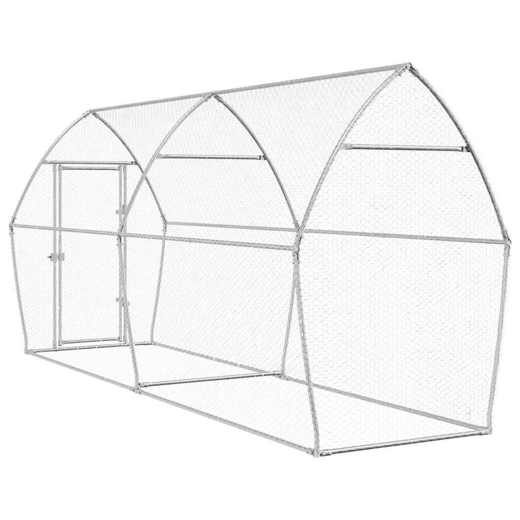 Klec pro kuřata stříbrná 400 x 105 x 182 cm pozinkovaná ocel