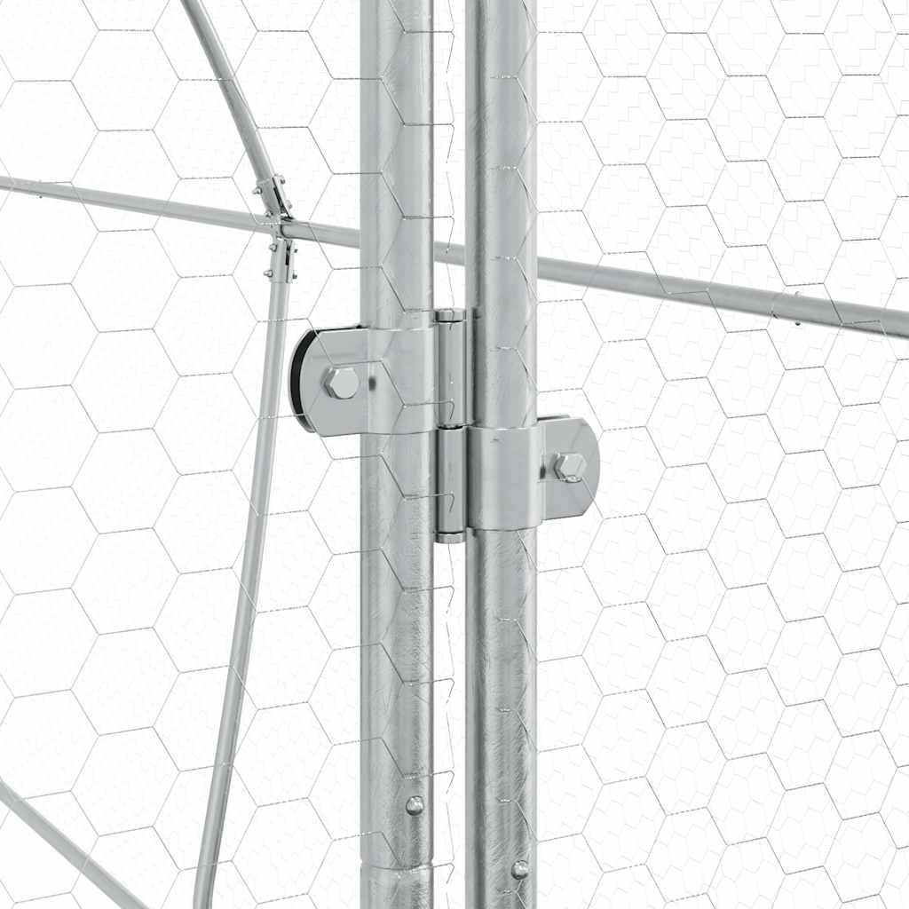 Klec pro kuřata stříbrná 400 x 105 x 182 cm pozinkovaná ocel