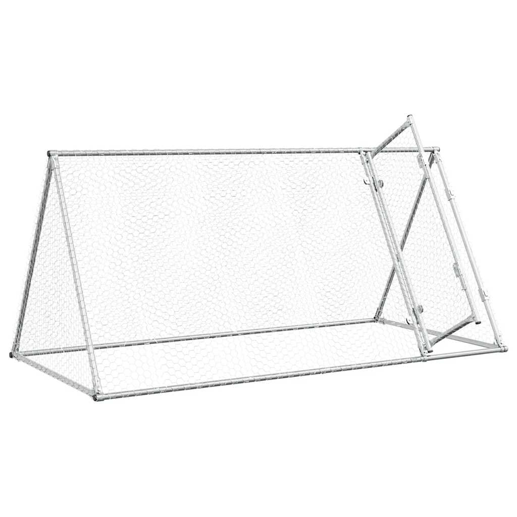 Klec pro kuřata stříbrná 200 x 105 x 91 cm pozinkovaná ocel