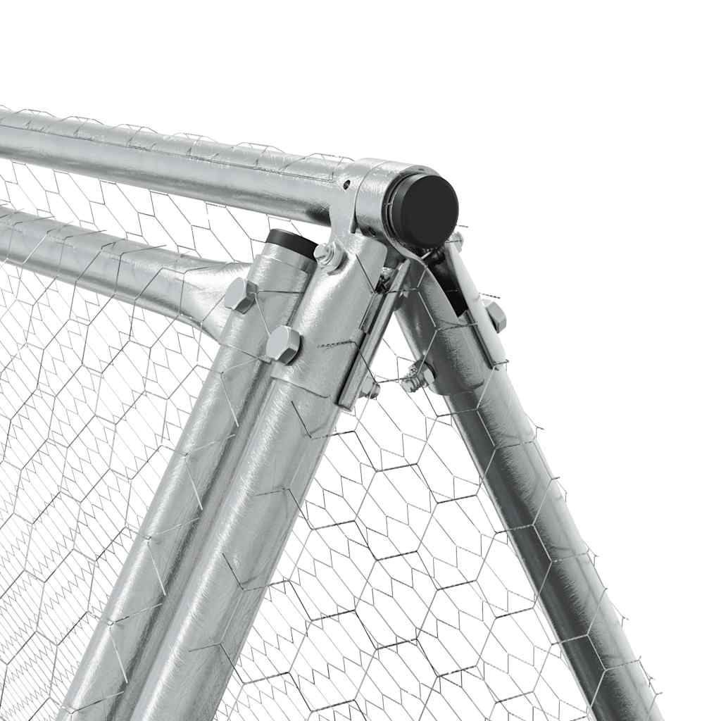 Klec pro kuřata stříbrná 400 x 105 x 91 cm pozinkovaná ocel