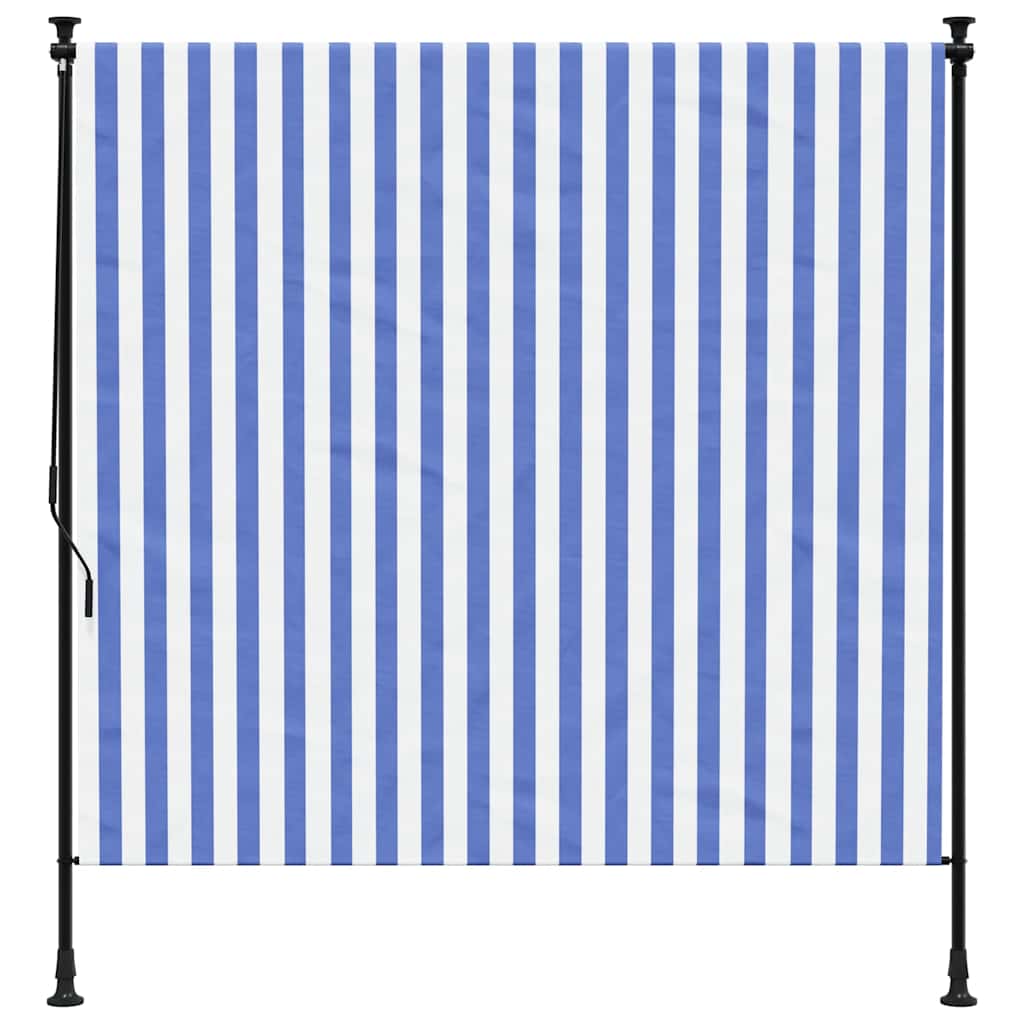 Venkovní roleta modrá a bílá 150 x 270 cm textil a ocel