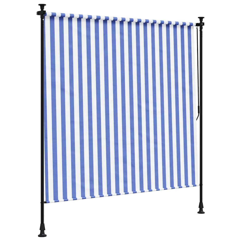 Venkovní roleta modrá a bílá 150 x 270 cm textil a ocel